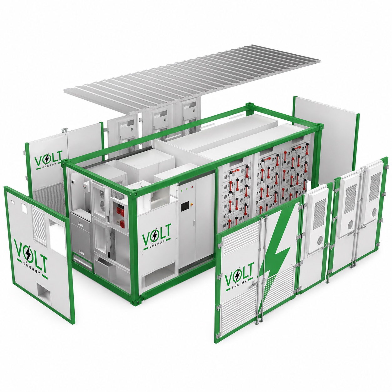 Geöffneter VoltEnergy Batteriespeicher als technische Grundlage für Eigenverbrauch, Peak Shaving und Flexibilität